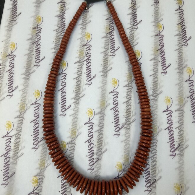 Red Jasper Button Beads Necklace 26'' Adjustable