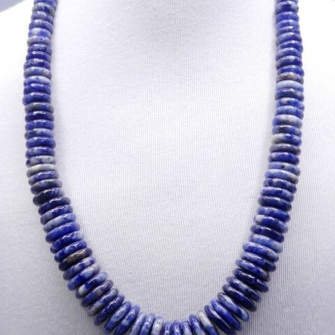 Sodalite  Button Beads Necklace 26'' Adjustable