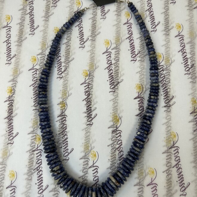 Sodalite  Button Beads Necklace 26'' Adjustable