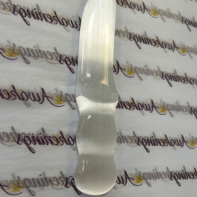 Selenite (Satin Spar Gypsum) Knife  - 8''Cord Cutting (Rounded)