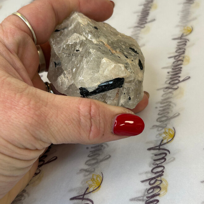 Black Tourmaline in Clear Quartz (Tourmalated Tourmalinated Rutilated Quartz) -  Raw 7oz