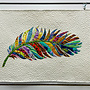Free Motion Quilted Feather Tapestry 29'' X 22''  (F2) Locally Made