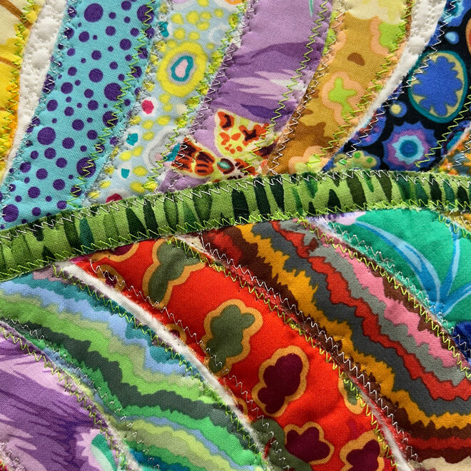 Free Motion Quilted Feather Tapestry 29'' X 22''  (F2) Locally Made