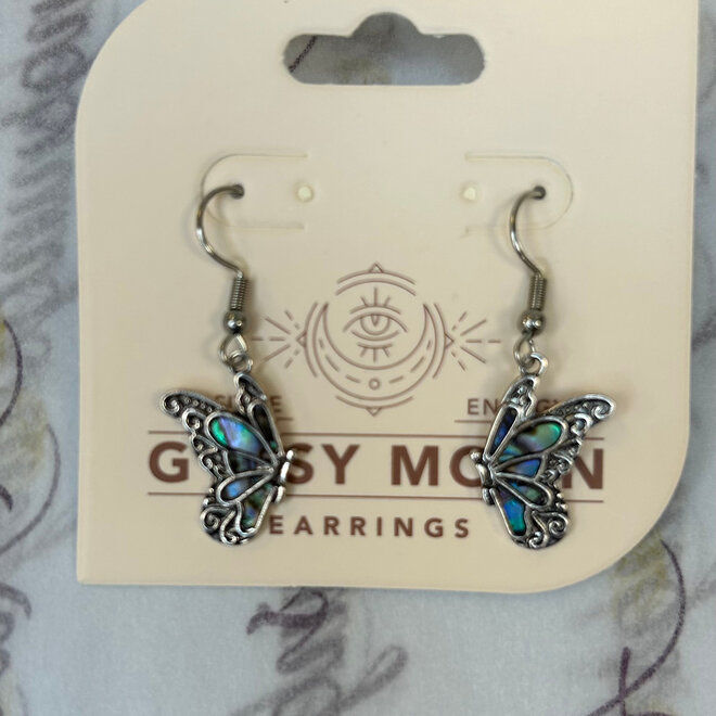 Butterfly Abalone Earrings - Silver Plated