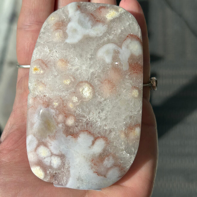 Pink Amethyst & Flower Agate Druzy - XXL Palm Stone