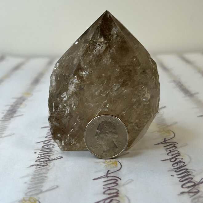 Smoky (Smokey) Quartz Point with Rainbow Inclusions - Specimen Display -321g