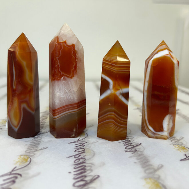 Banded Carnelian Tower Point Generator Medium 3''-4''