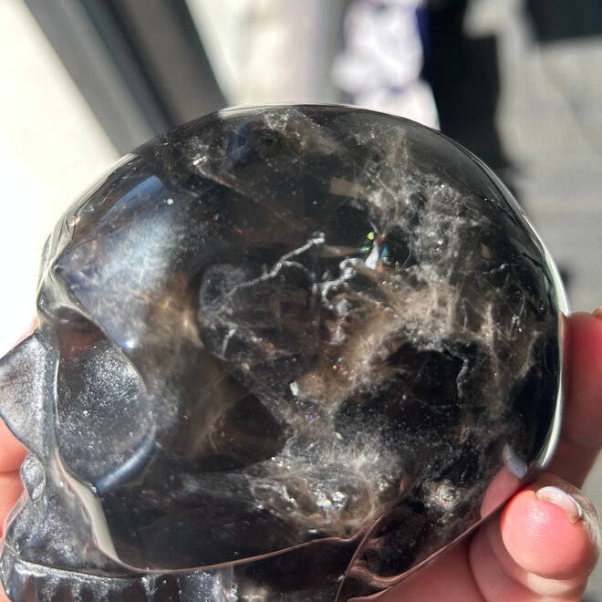 Brazilian Smokey Quartz Skull XL With Rainbow inclusions 753g