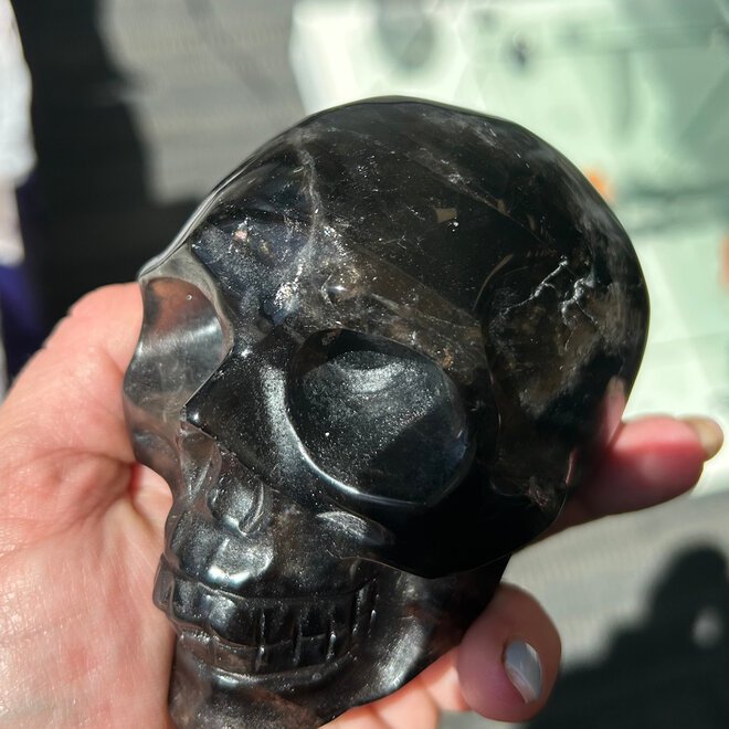 Brazilian Smokey Quartz Skull XL With Rainbow inclusions 753g