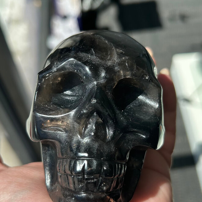 Brazilian Smokey Quartz Skull XL With Rainbow inclusions 753g