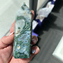 Moss Agate Obelisk Tower Point - Large - 5''