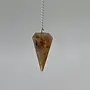 Sunstone Pendulums - Dowsing Hexagonal Faceted Cone Point Divination - Silver Chain Crystal Gemstone