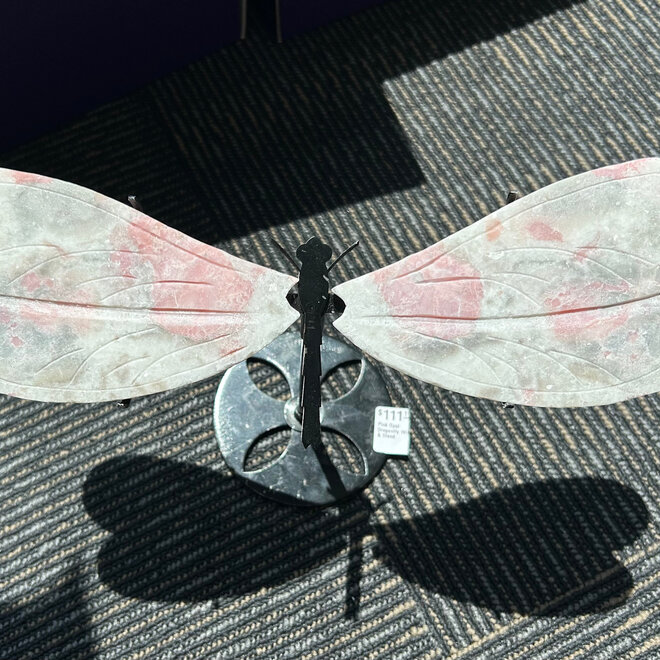 Pink Opal Dragonfly Wings & Stand