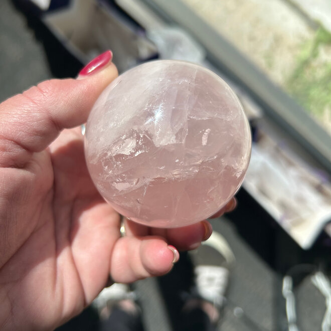 Rose Quartz Sphere 66mm Rainbow Inclusions