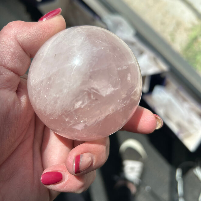 Rose Quartz Sphere 66mm Rainbow Inclusions
