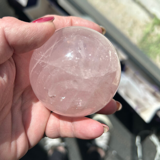 Rose Quartz Sphere 66mm Rainbow Inclusions