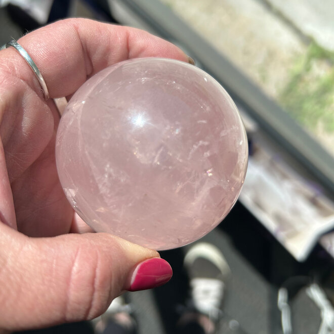 Rose Quartz Sphere 66mm Rainbow Inclusions
