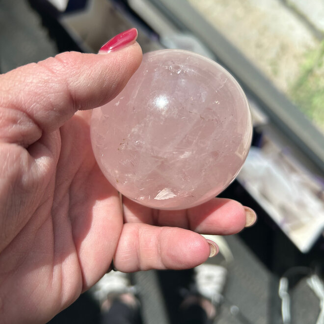 Rose Quartz Sphere 66mm Rainbow Inclusions