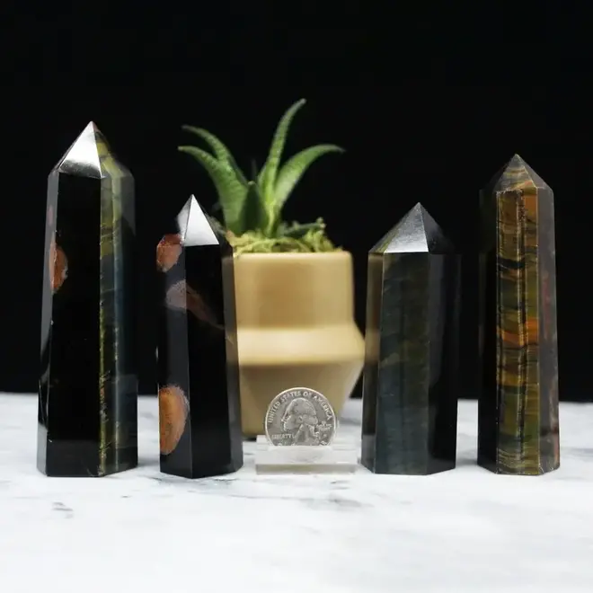 Blue Tigers Eye (Hawks Eye)Tower Point Generator- Medium (3-4")