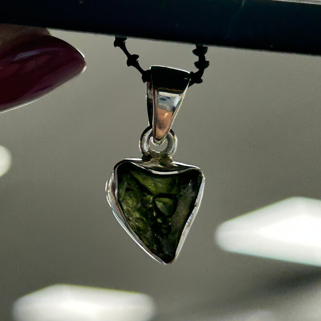 Moldavite Pendant - Sterling Silver - Rough Raw Natural 2.7 grams