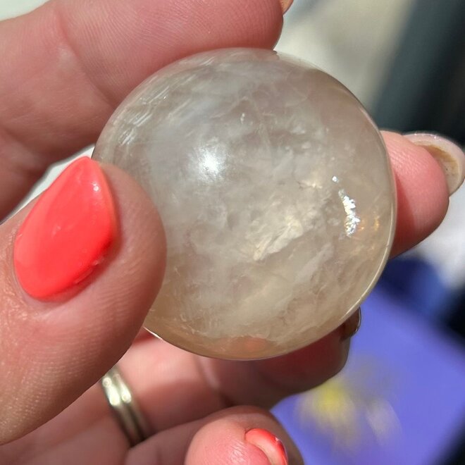 Orange/Peach Calcite Sphere Orb Rainbow Inclusions -37mm
