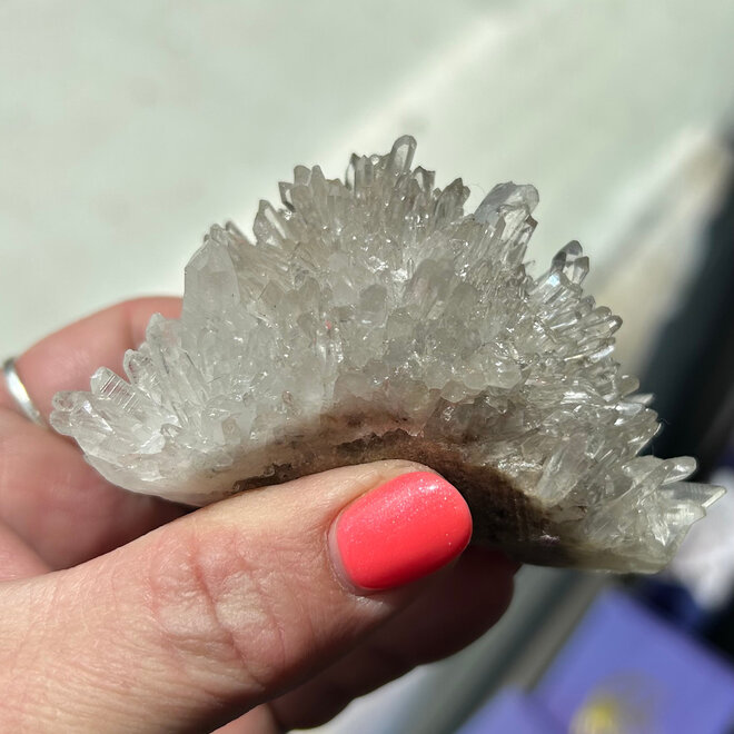 Lemurian Seed Crystal Cluster  4.6oz -&  Metal Display Stand