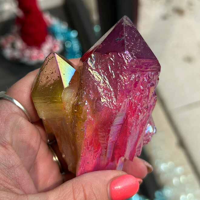 Titanium Aura Quartz (Rainbow Aura) Double Point 10.2oz