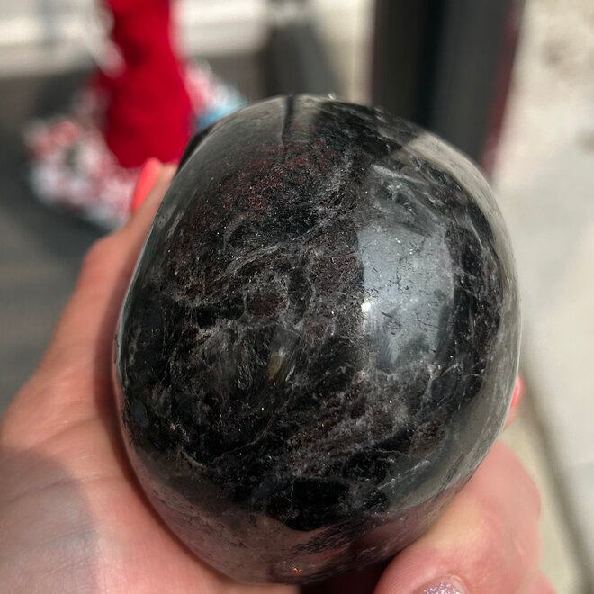 Garnet in Arfvedsonite (Fireworks Stone) Skull 1 lb. 7 oz Large