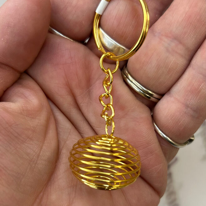 Gold Plated Spiral Cage Keychain (Stone not included)