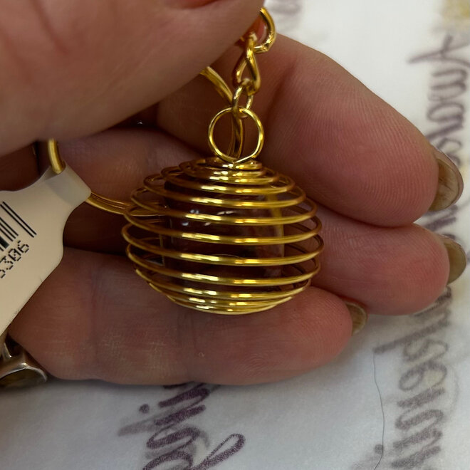 Gold Plated Spiral Cage Keychain (Stone not included)