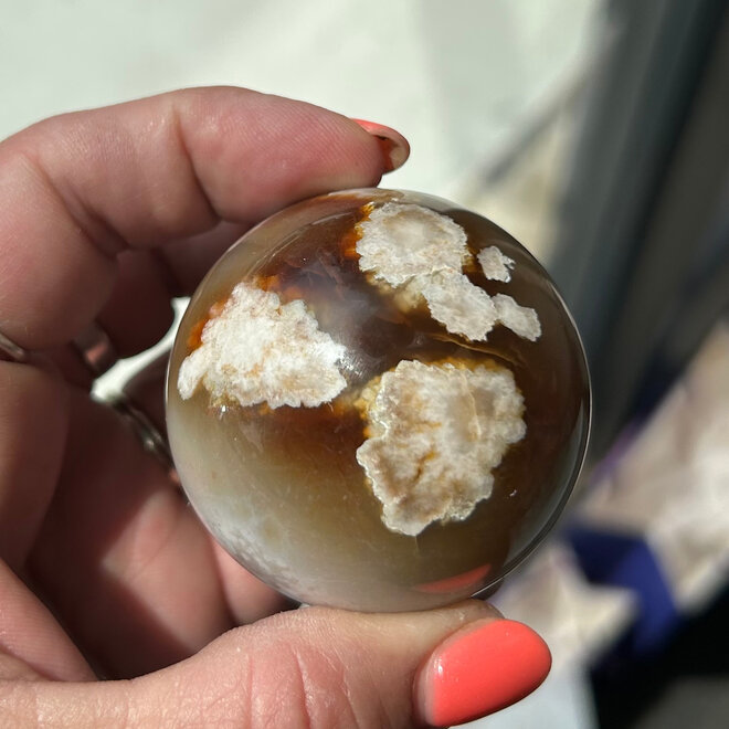Flower Agate (Cherry Blossom) Sphere Orb - 50mm