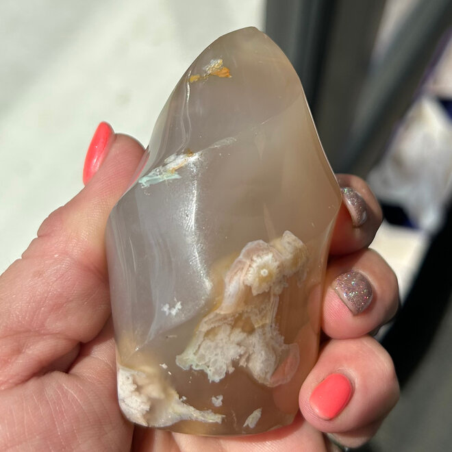 Flower Agate (Cherry Blossom) Flame 3.5'' & 8.2oz
