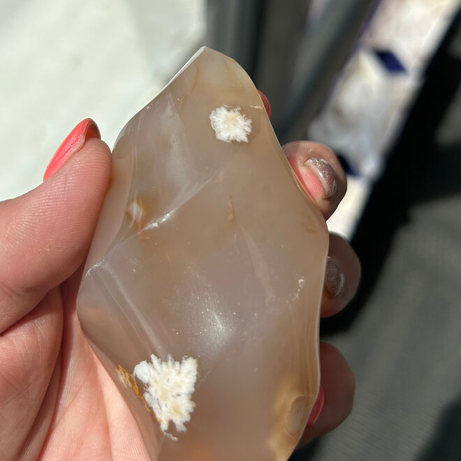 Flower Agate (Cherry Blossom) Flame 3.5'' & 8.2oz