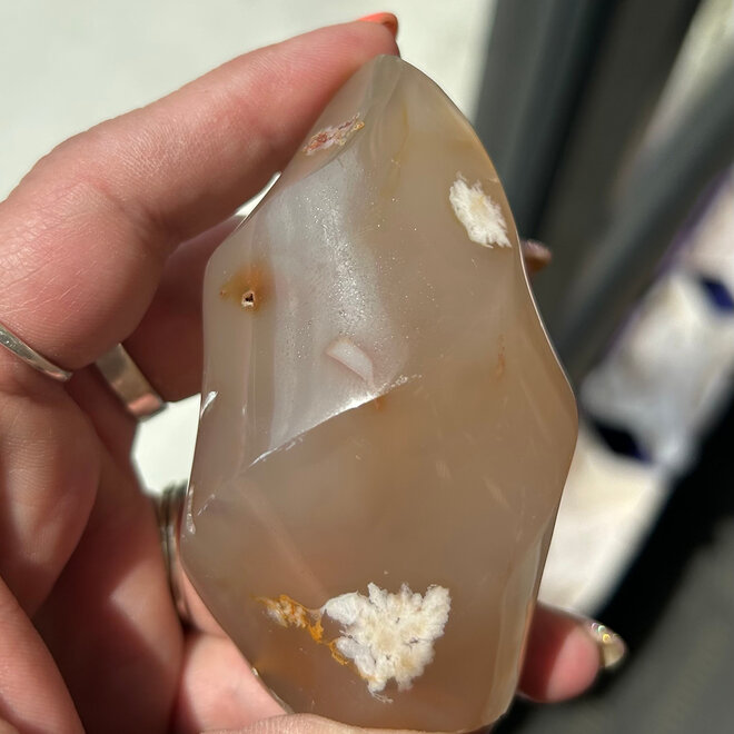 Flower Agate (Cherry Blossom) Flame 3.5'' & 8.2oz