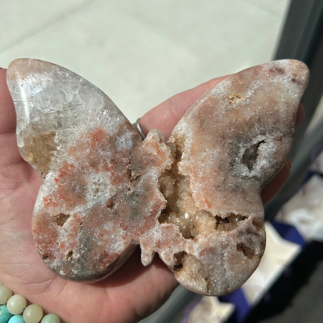 Druzy Pink Amethyst Butterfly 1 lb. 5 oz, 5.5'' X 4''