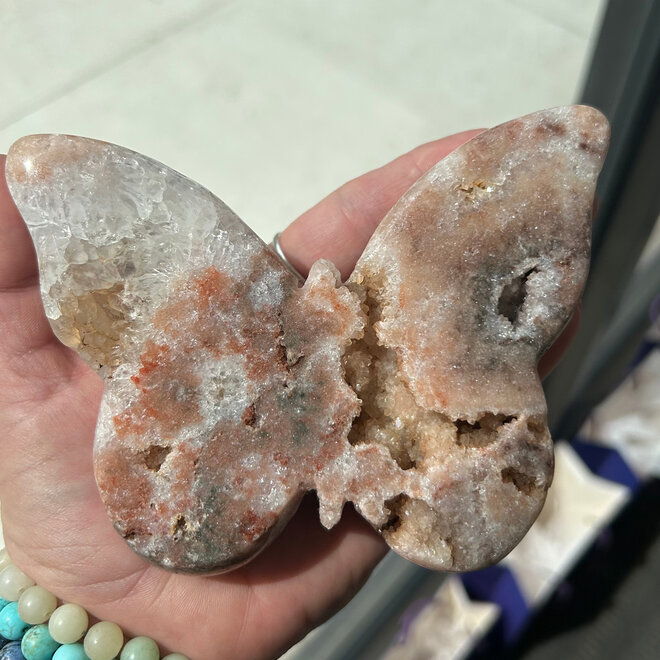 Druzy Pink Amethyst Butterfly 1 lb. 5 oz, 5.5'' X 4''