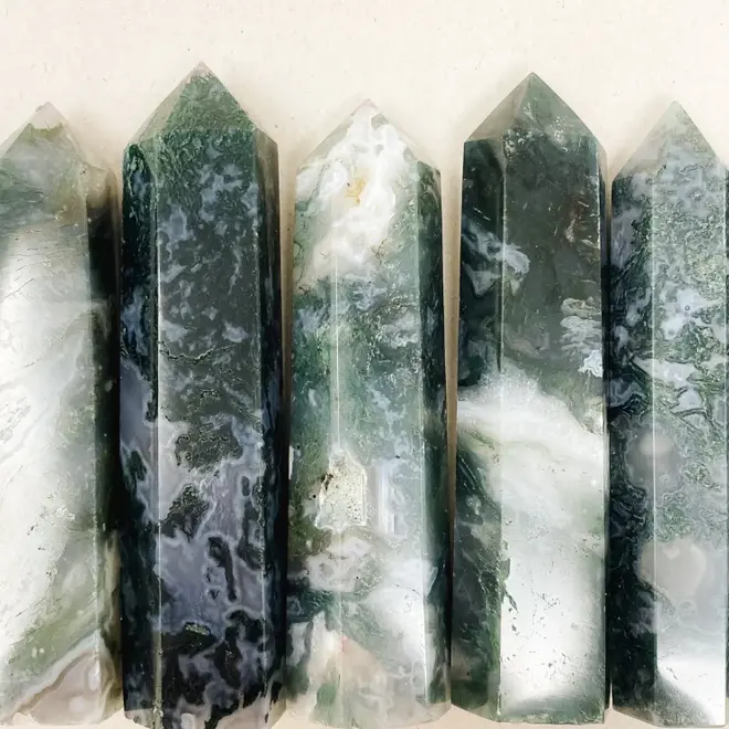 Moss Agate Tower Point Generator - Medium (3-4")