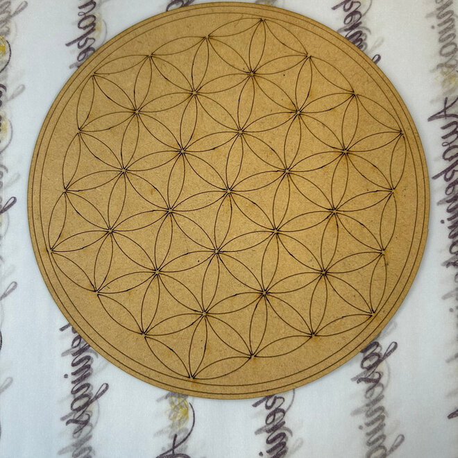 Crystal Grids 6''- Tree of Life - Sacred Geometry - Wooden Board Cutout - Intention Manifestation
