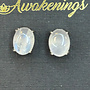 Moonstone Stud Earrings Sterling Silver 9x7mm