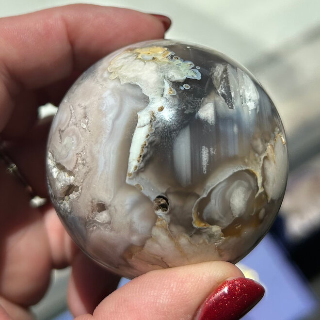 Flower Agate (Cherry Blossom) Sphere Orb - 56mm