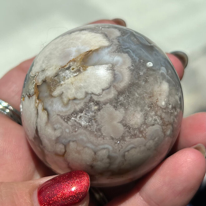 Flower Agate (Cherry Blossom) Sphere Orb - 56mm