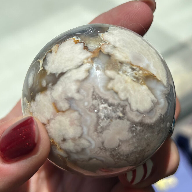 Flower Agate (Cherry Blossom) Sphere Orb - 56mm