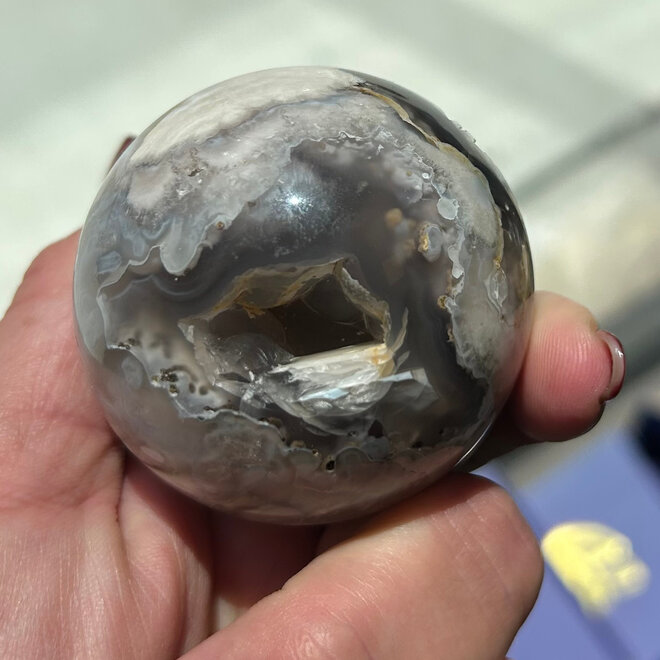 Flower Agate (Cherry Blossom) Sphere Orb - 56mm