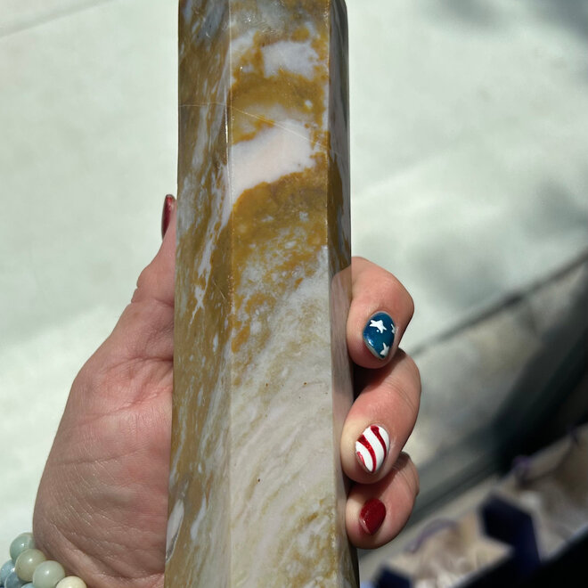 Ocean Jasper Obelisk Tower Generator Large 7 & 1/2 '' Tall 1 lb 9oz