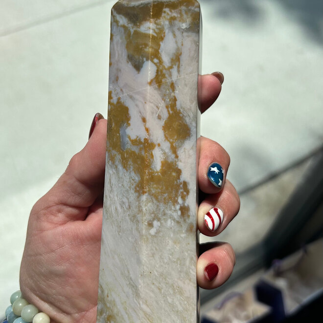 Ocean Jasper Obelisk Tower Generator Large 7 & 1/2 '' Tall 1 lb 9oz