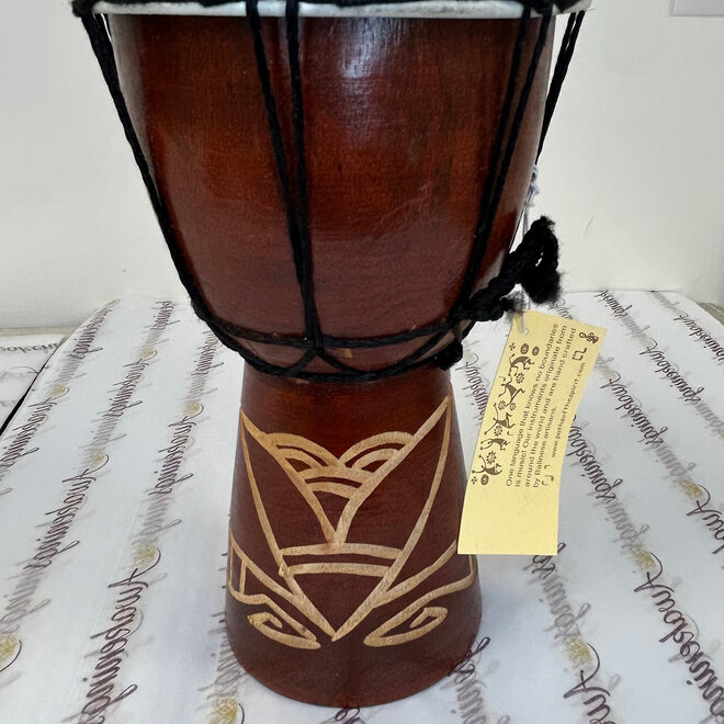 Small Djembe Mahogany Hand Drum 8'' Tall