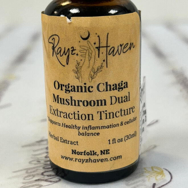 Rayz Haven Organic Chaga Mushroom Dual Extraction Tincture 1fl oz