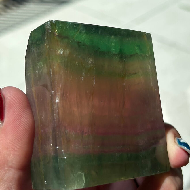 Rainbow Fluorite Slice  2.5 X 3'' X 1'' thick