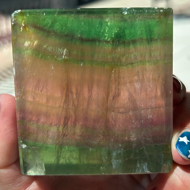 Rainbow Fluorite Slice  2.5 X 3'' X 1'' thick
