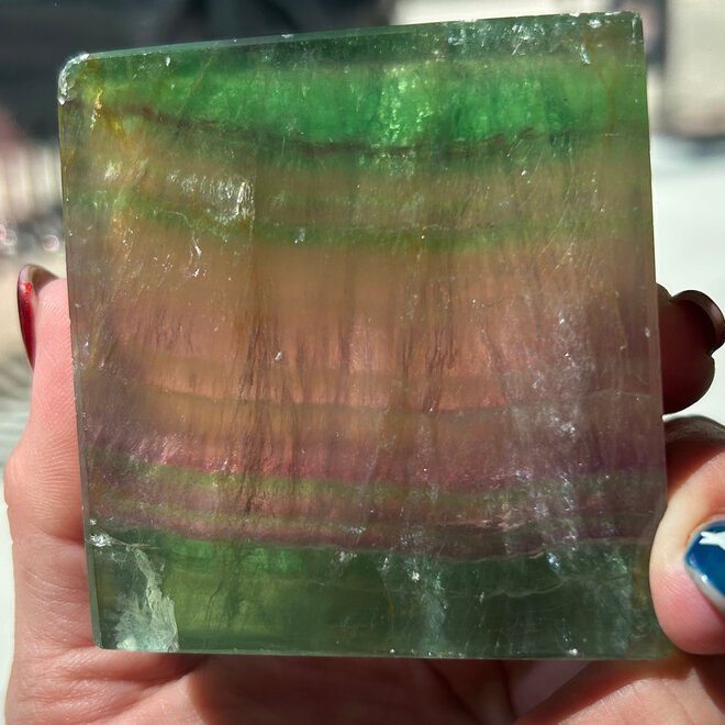 Rainbow Fluorite Slice  2.5 X 3'' X 1'' thick